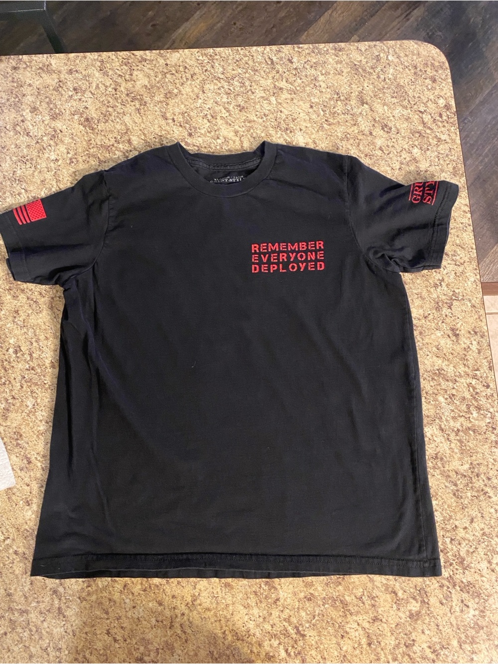 Grunt Style Black Short-Sleeve Tee with Red 'Remember Everyone Deployed' Print